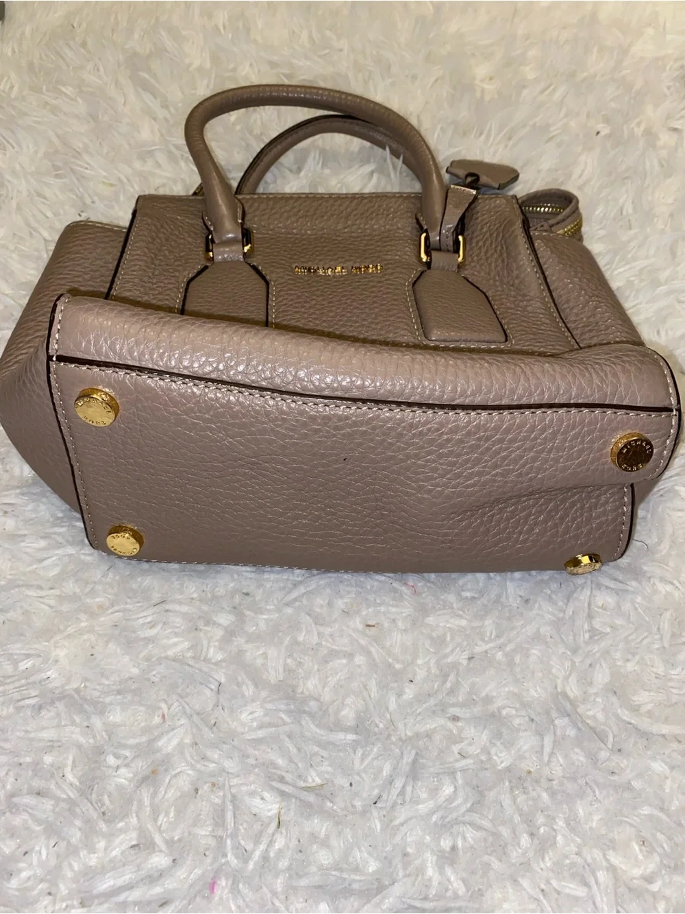 Michael Kors tan Pebbled Leather Satchel Bag purse